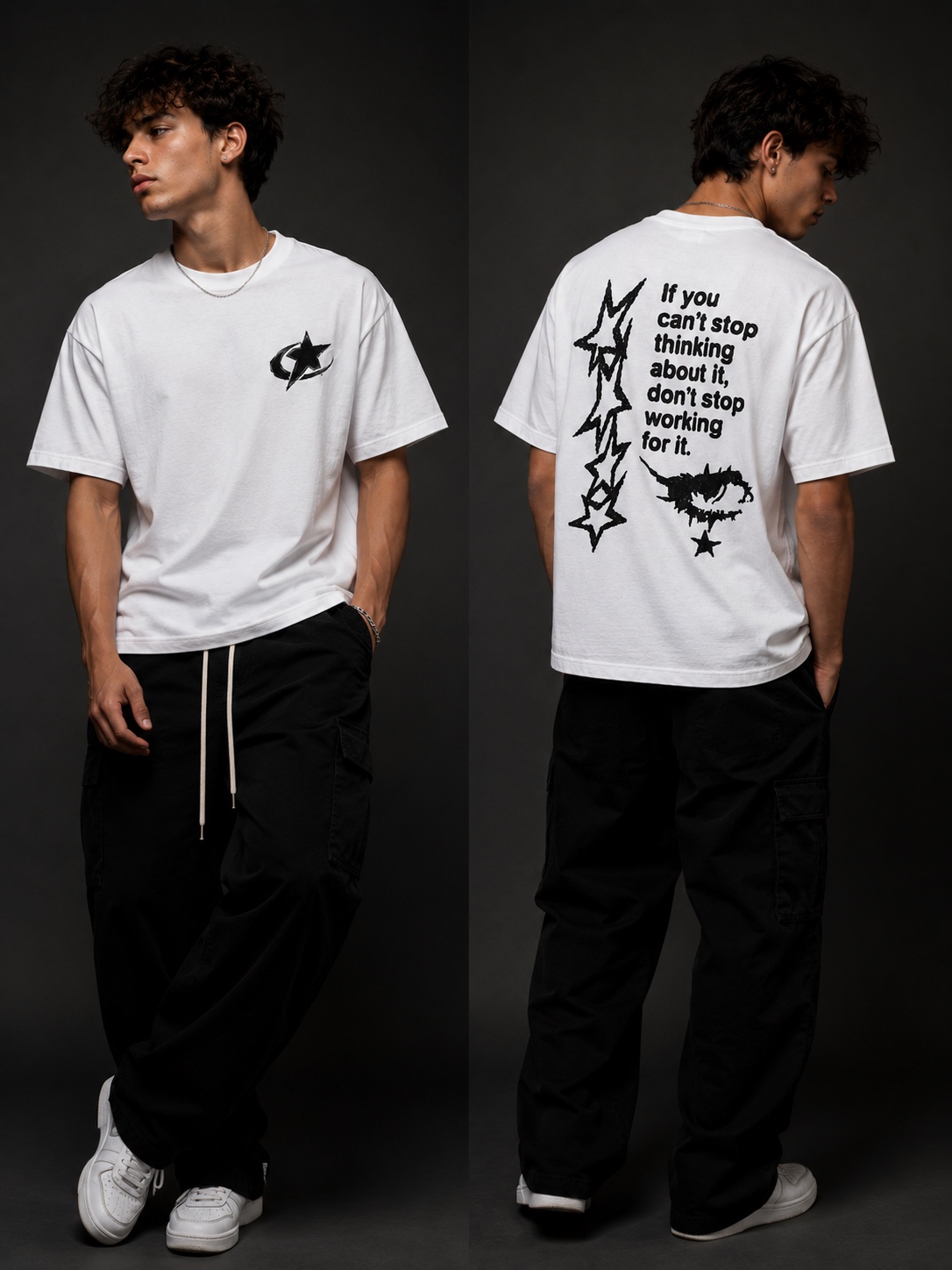 Don't Stop Working Tee front and back