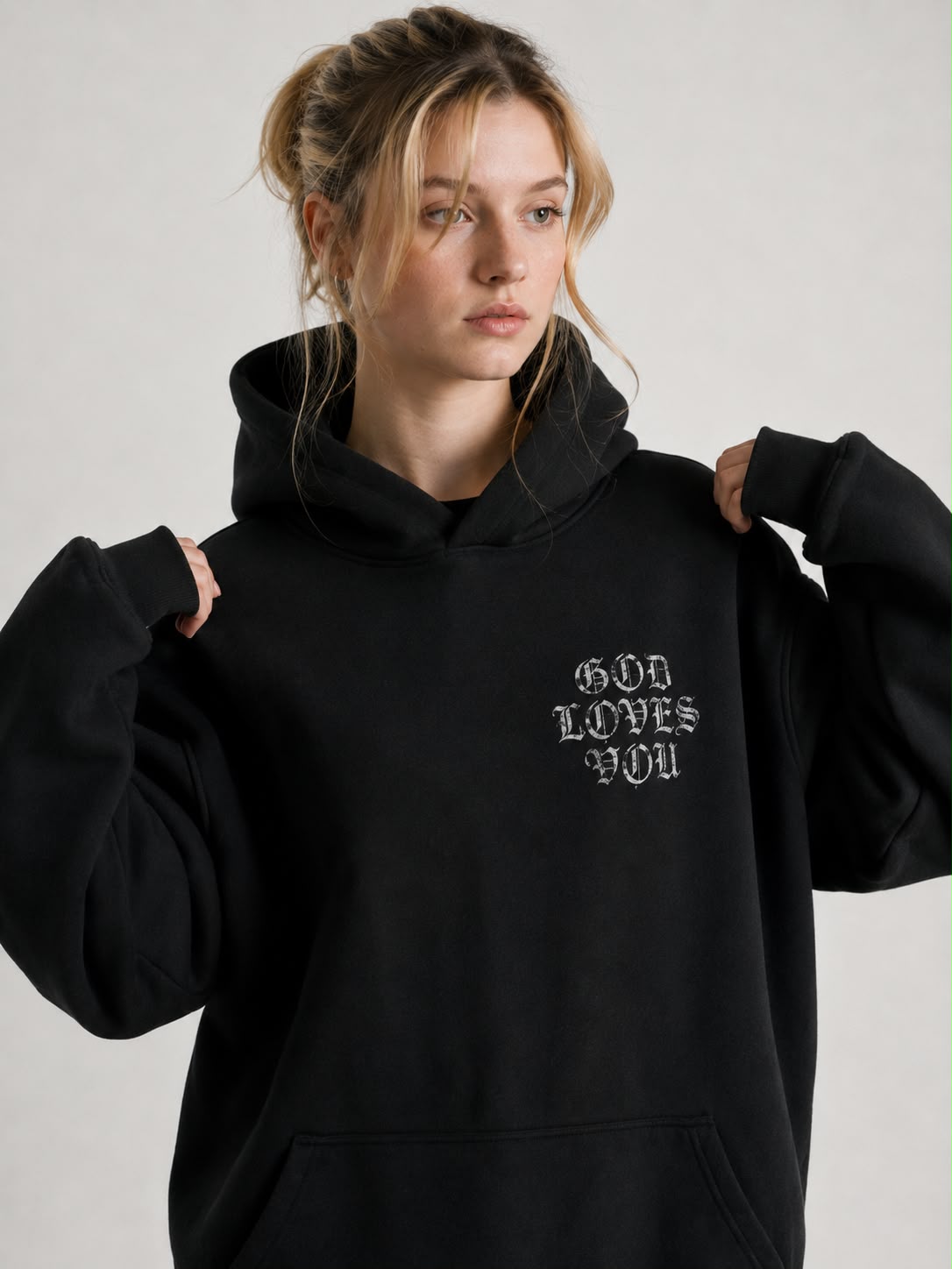 Floral Cross Hoodie front view